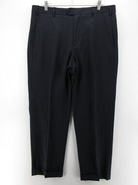 Zanella Pants 36 Navy Wool Trousers Cuffed Quiet Luxury Italy 36X29
